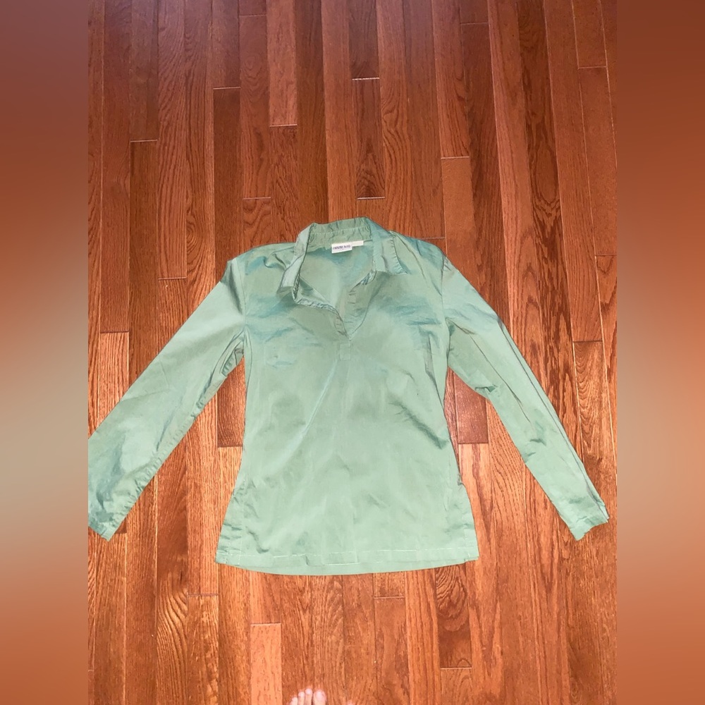 Long sleeve green collared shirt